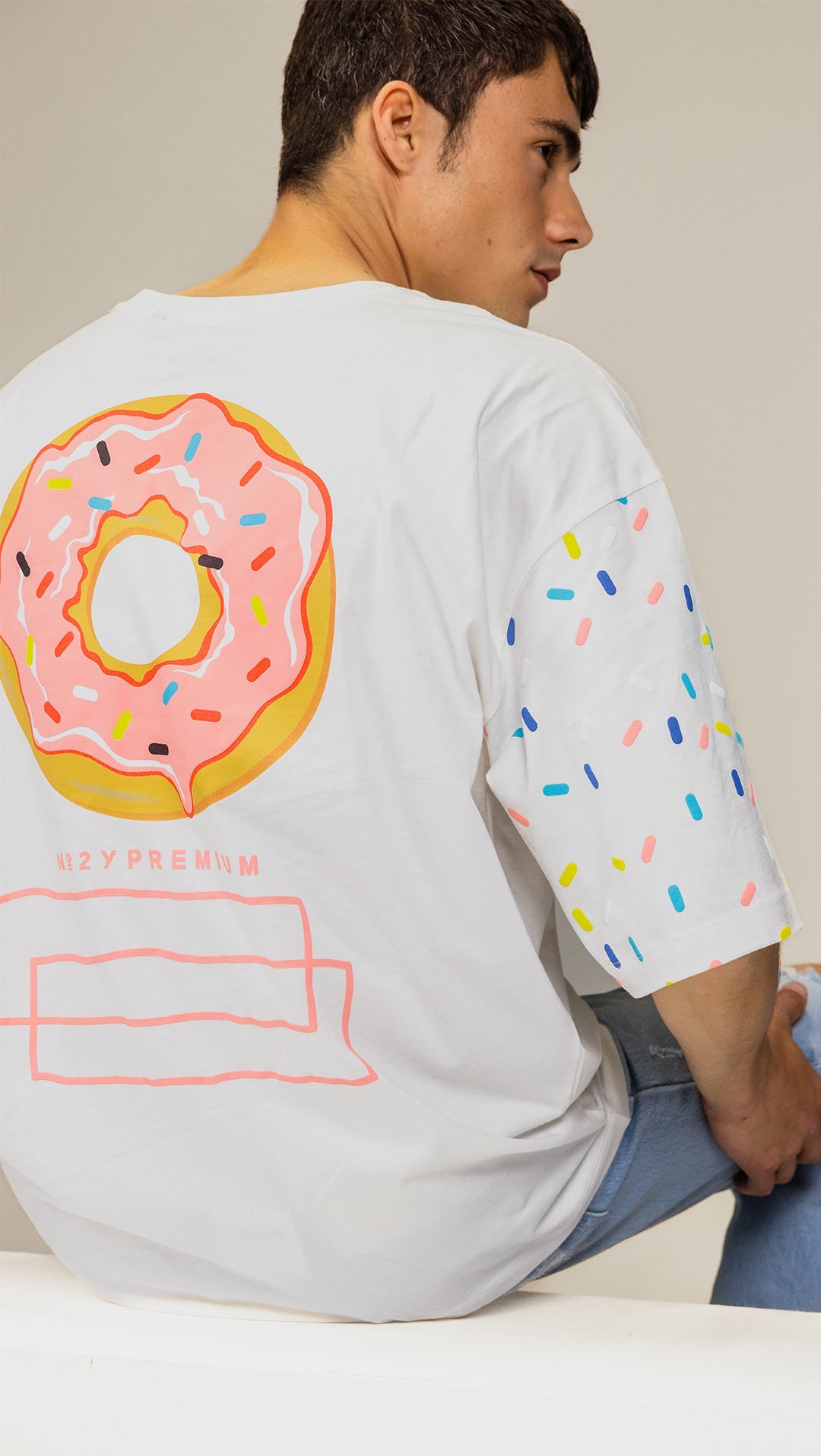 Sprinkle Donut Oversized Tee White - UNEFFECTED STUDIOS® - Shirts & Tops - UNEFFECTED STUDIOS®