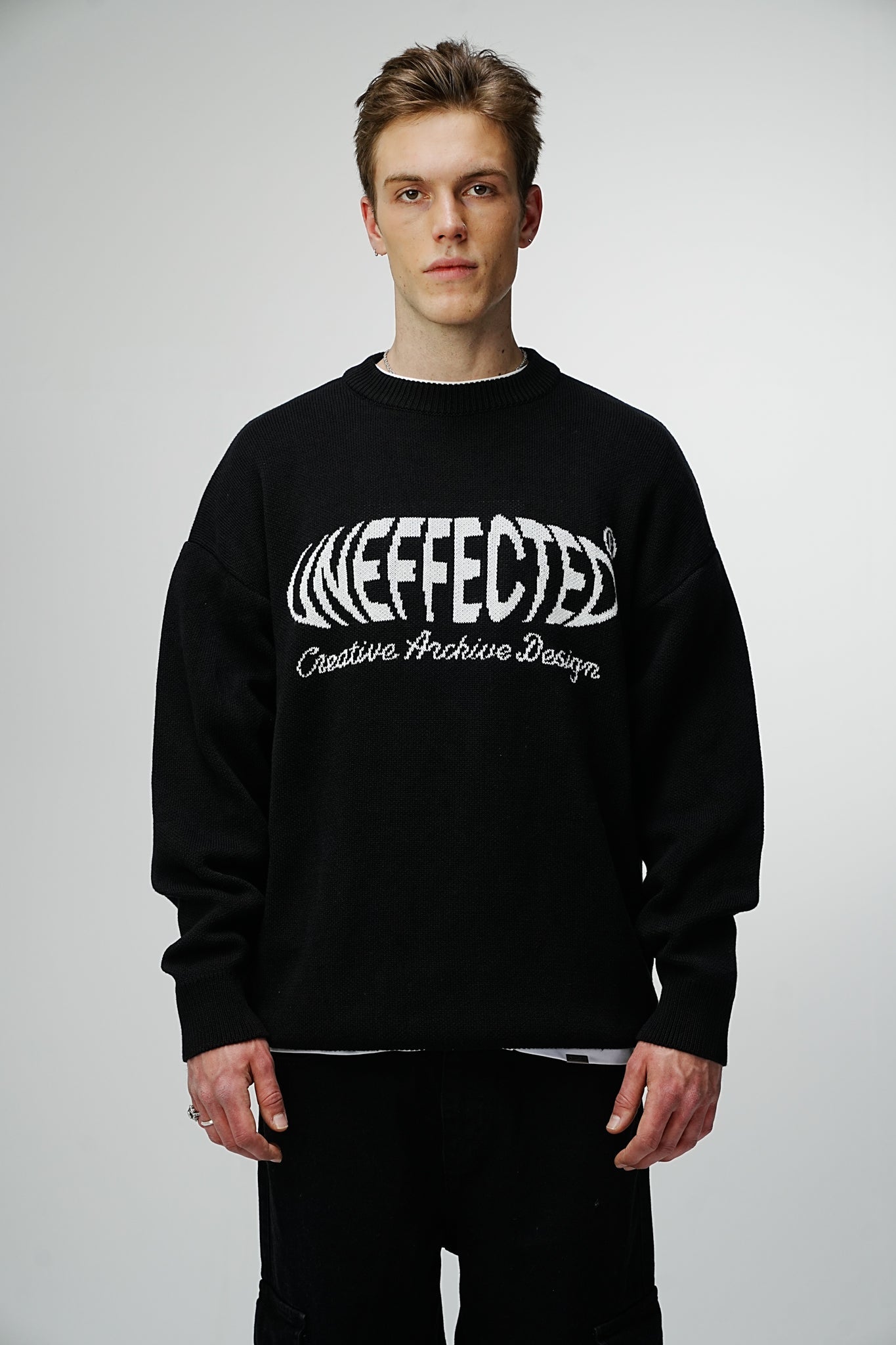 Universal Premium Knitted Crew - Jet Black - UNEFFECTED STUDIOS® - KNITWEAR - UNEFFECTED STUDIOS®