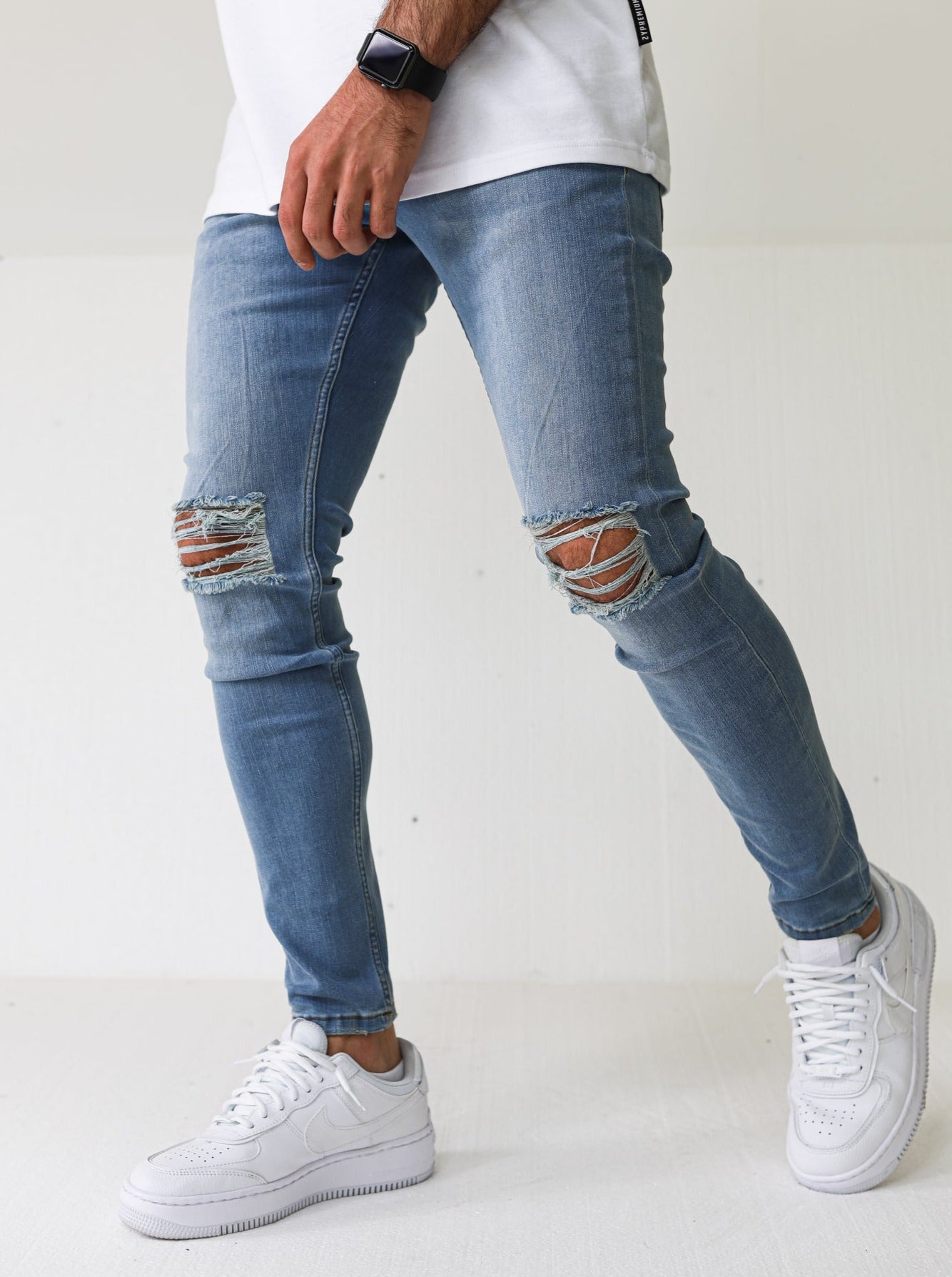 Vintage Blue Knee Ripped Jeans - UNEFFECTED STUDIOS® - JEANS - 2Y PREMIUM