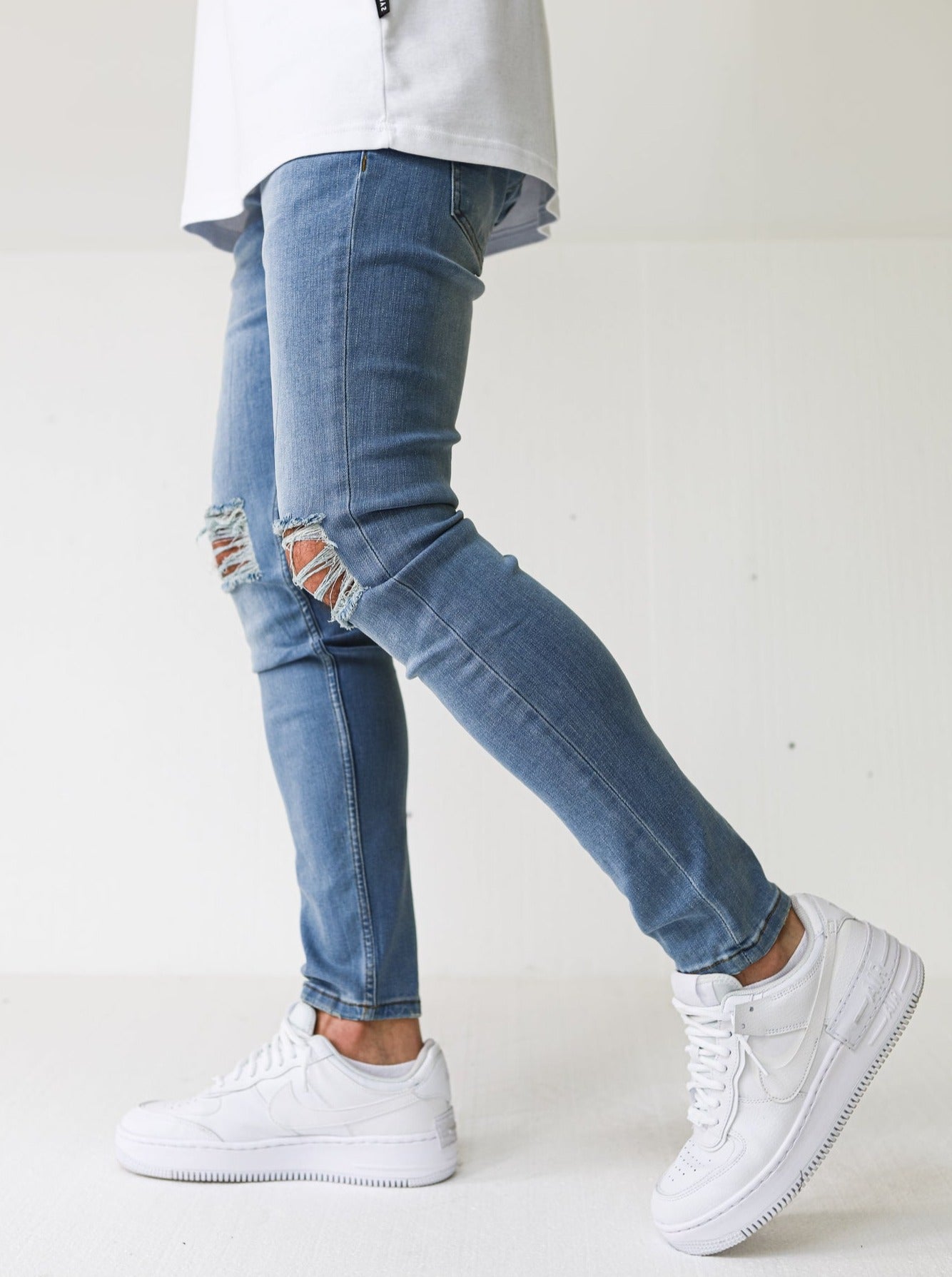 Vintage Blue Knee Ripped Jeans - UNEFFECTED STUDIOS® - JEANS - 2Y PREMIUM