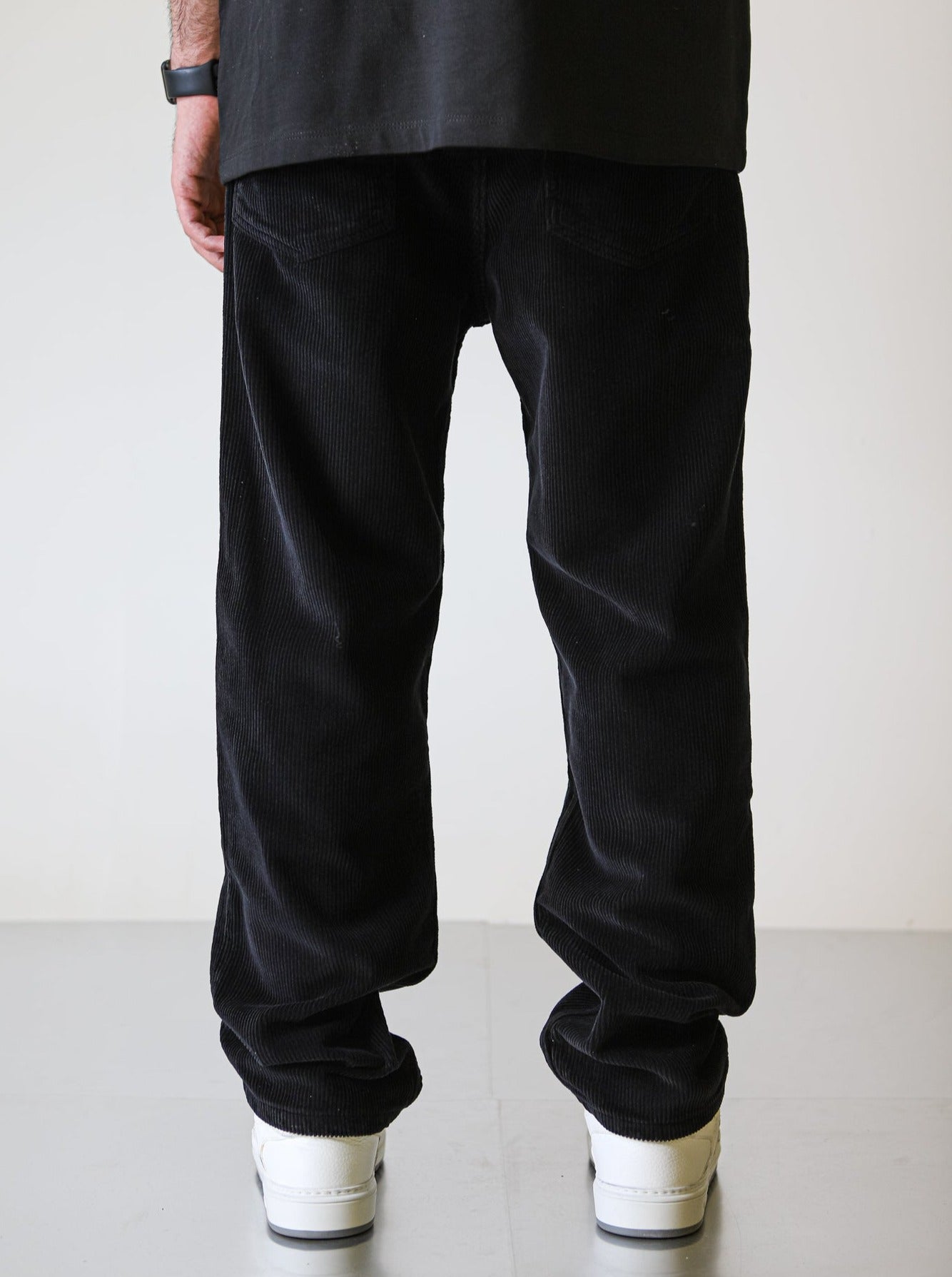 Premium Suede Wide Fit Pants - Black