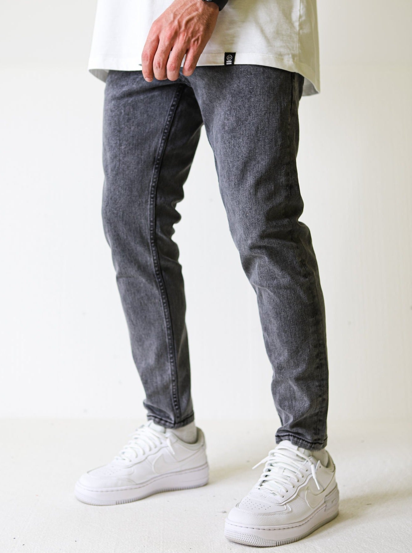 Premium Basic Grey Fade Slim-fit Jeans