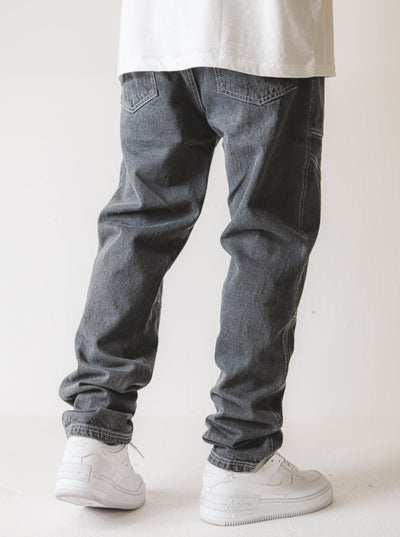 Premium Straight-Fit Grey Detailed Jeans