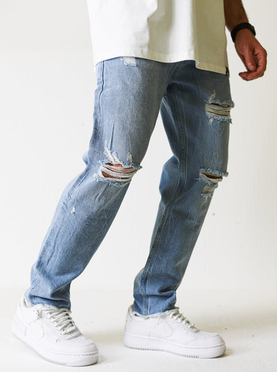 Premium Destroyed Free Cut Light Blue Jeans