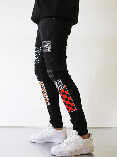 Patched Black Skinny Jeans