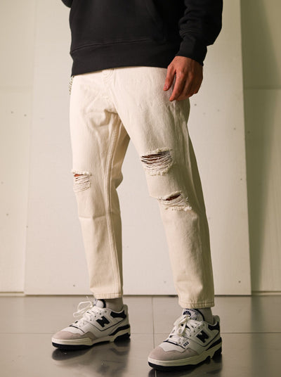 Relaxed Fit Premium Jeans - Shell Cream