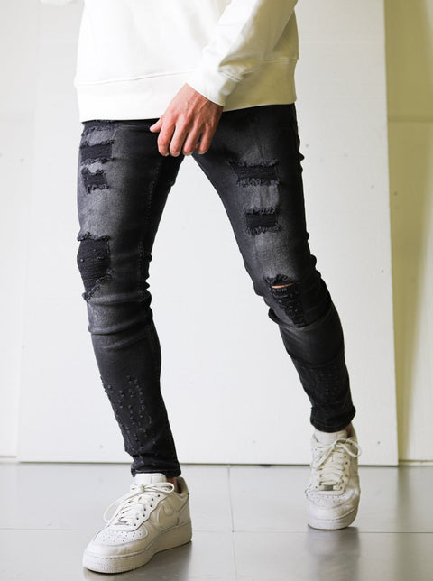 Black Fade Ripped Skinny Jeans