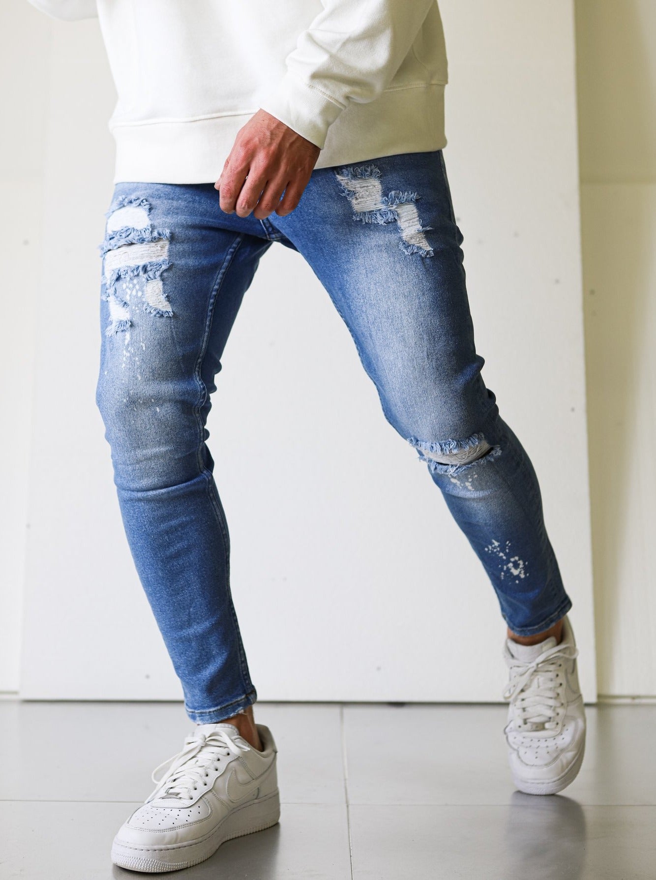 Ripped Bleached Light Blue Jeans