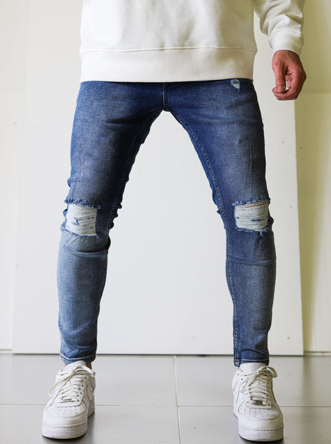 Ripped Skinny Blue Jeans