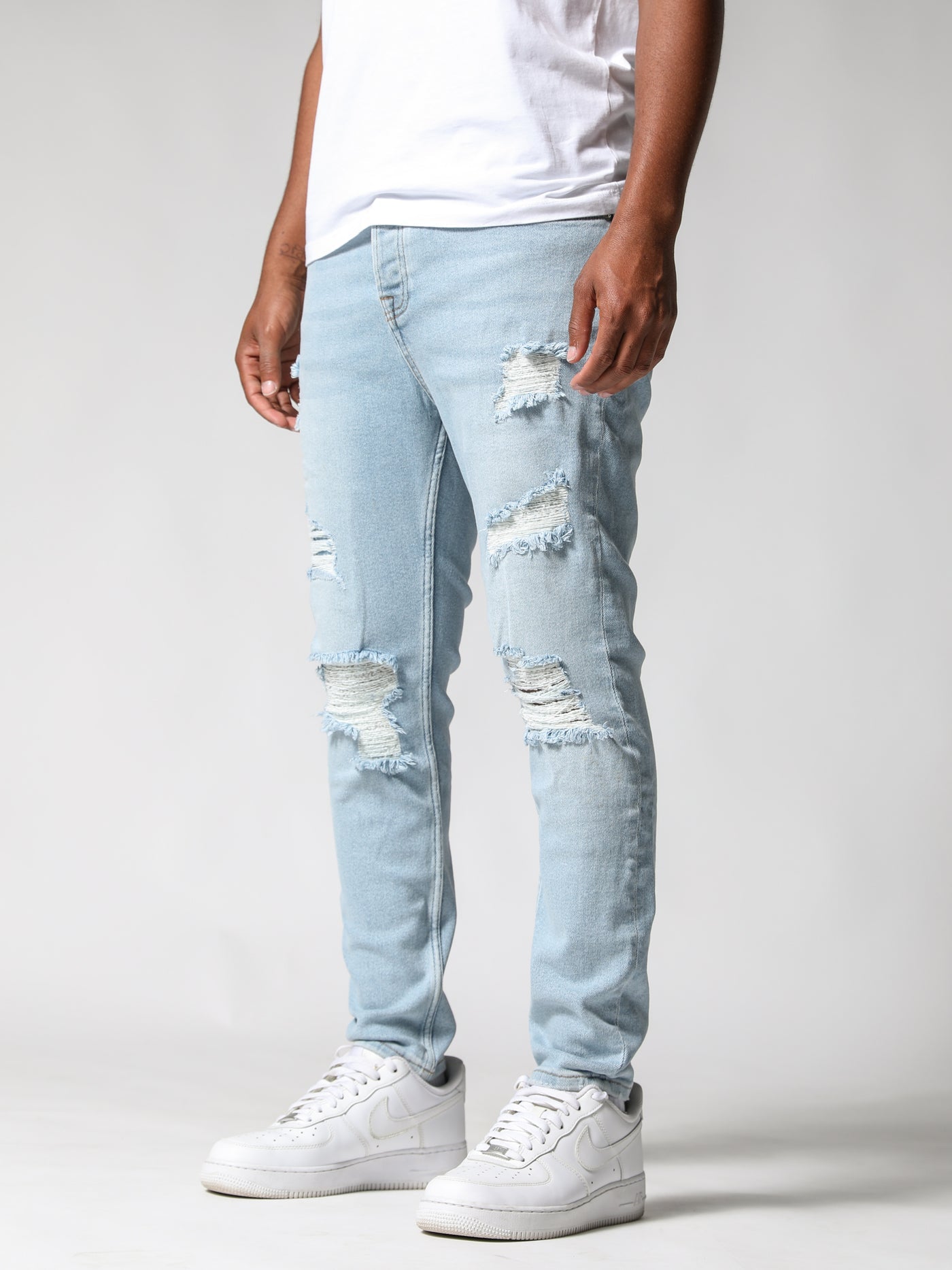 Premium Ice Blue Distressed Jeans