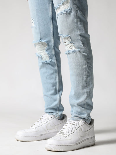 Premium Ice Blue Distressed Jeans