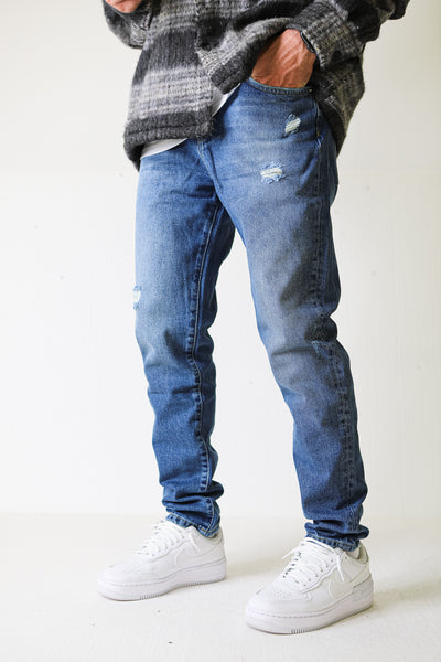 Premium Distressed Blue Essential Jeans