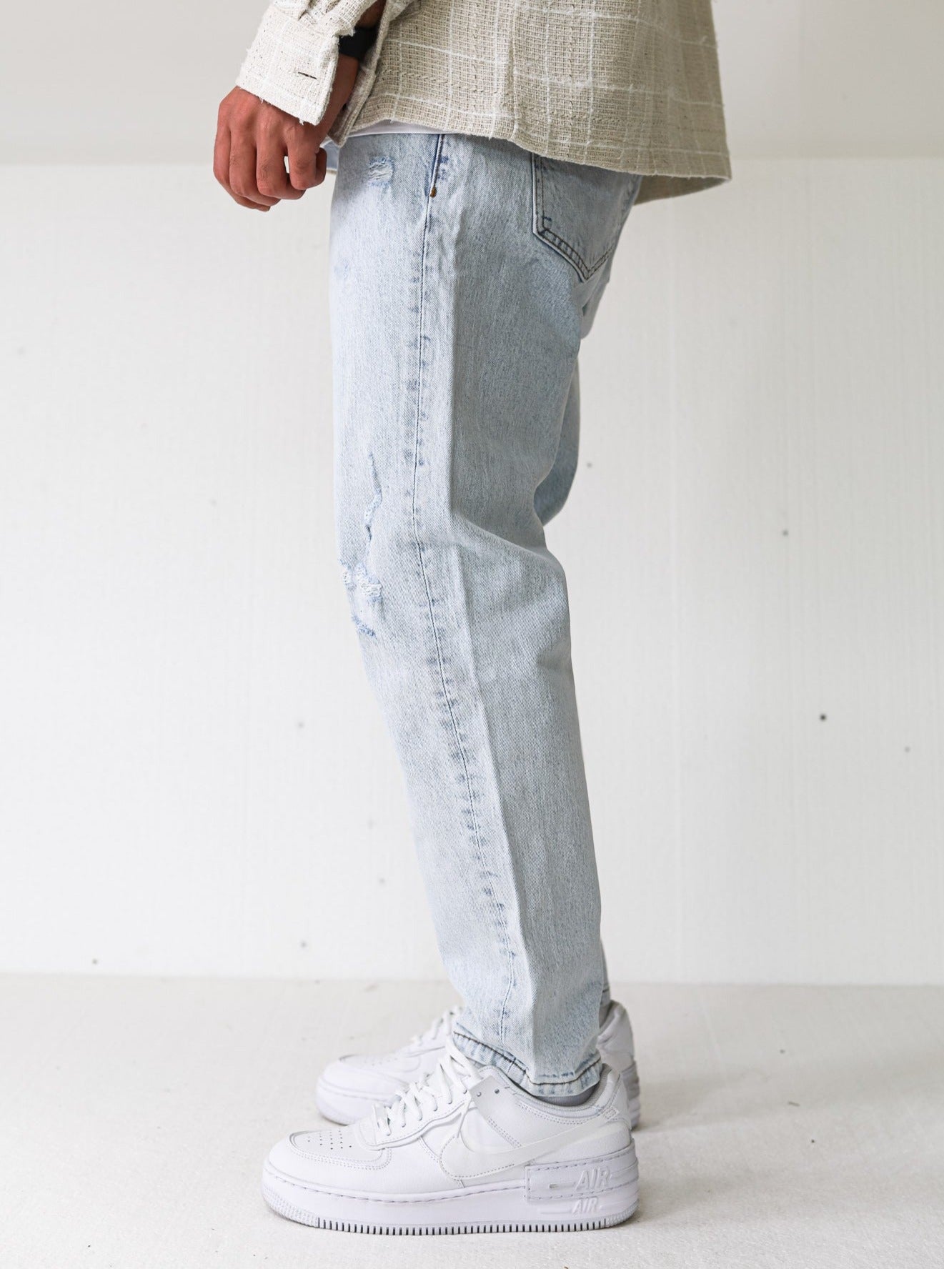 Premium Ice Blue Ripped Baggy Jeans