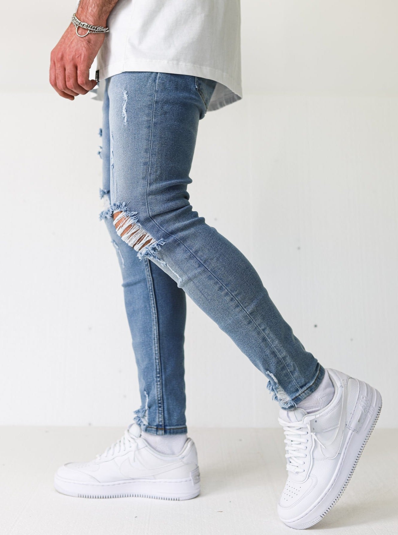 Distressed Ripped Light Blue Jeans