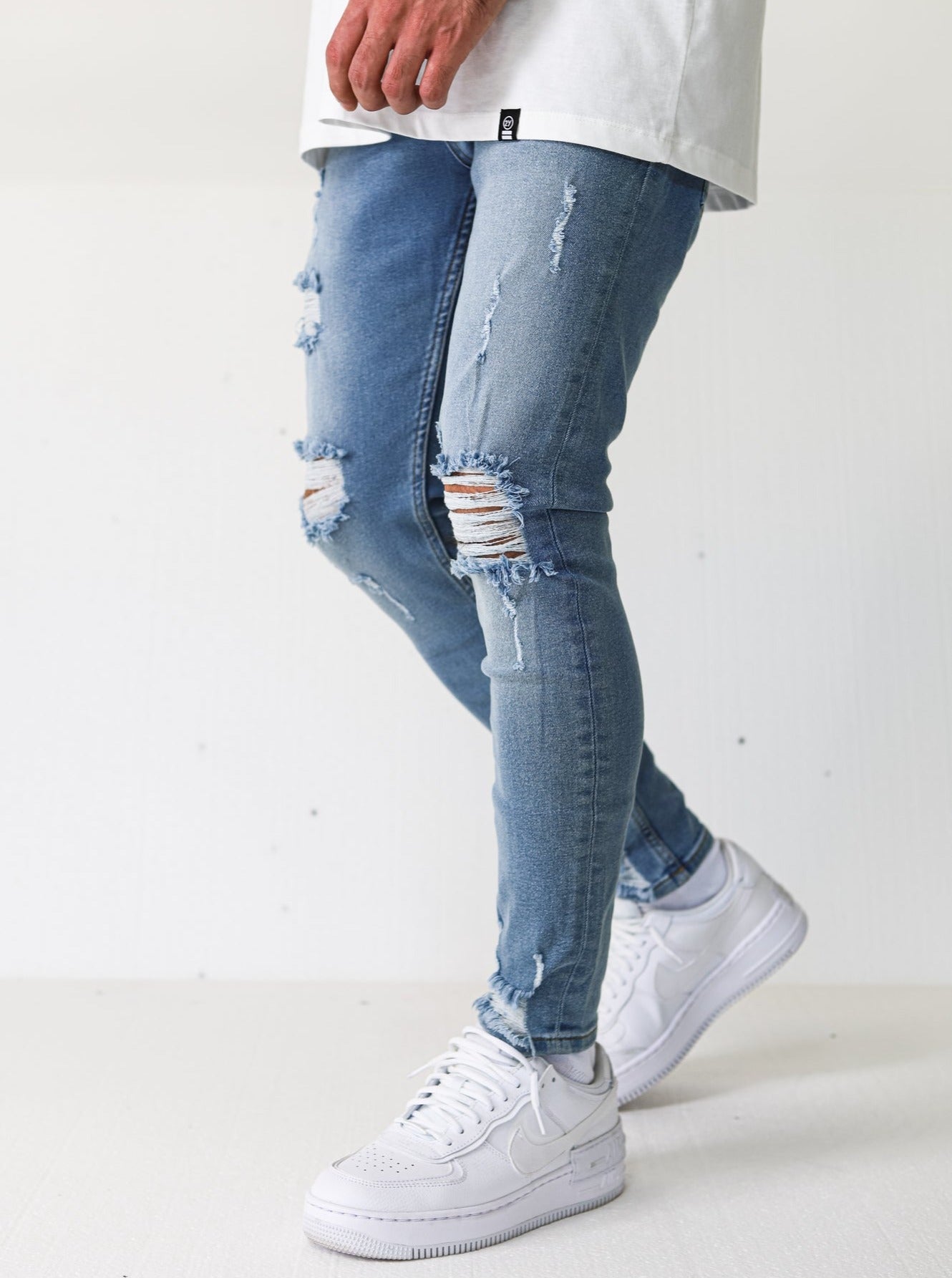 Distressed Ripped Light Blue Jeans