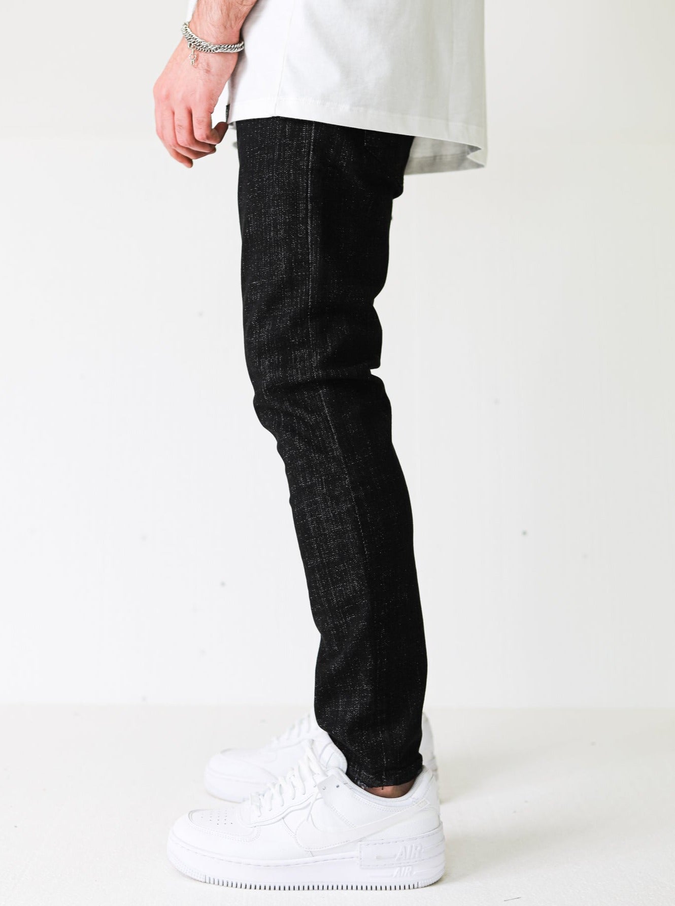 Premium Basic Black Jeans With Chain