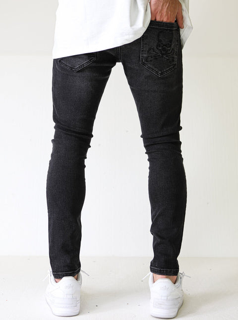Premium Knee Ripped Black Jeans
