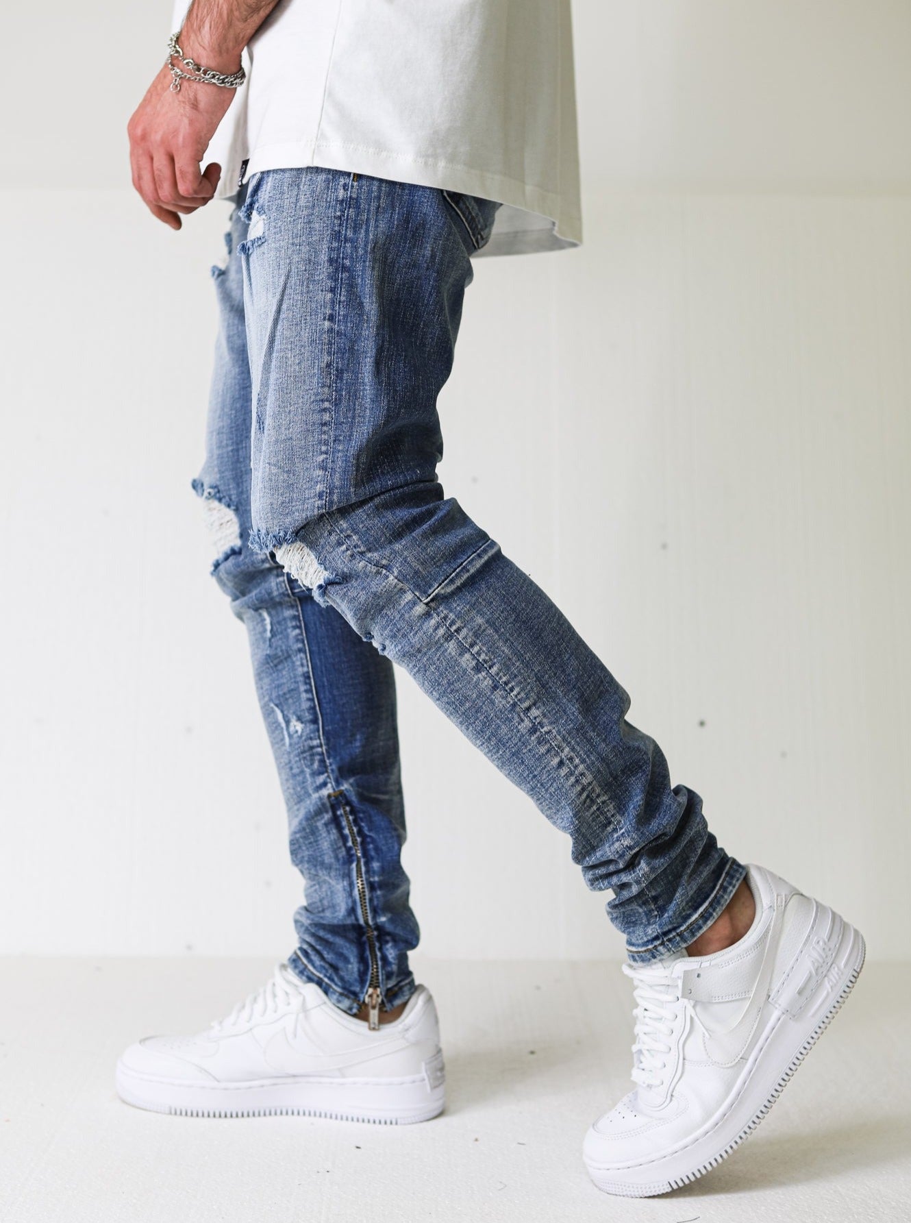 Distressed Ripped Premium Blue Jeans