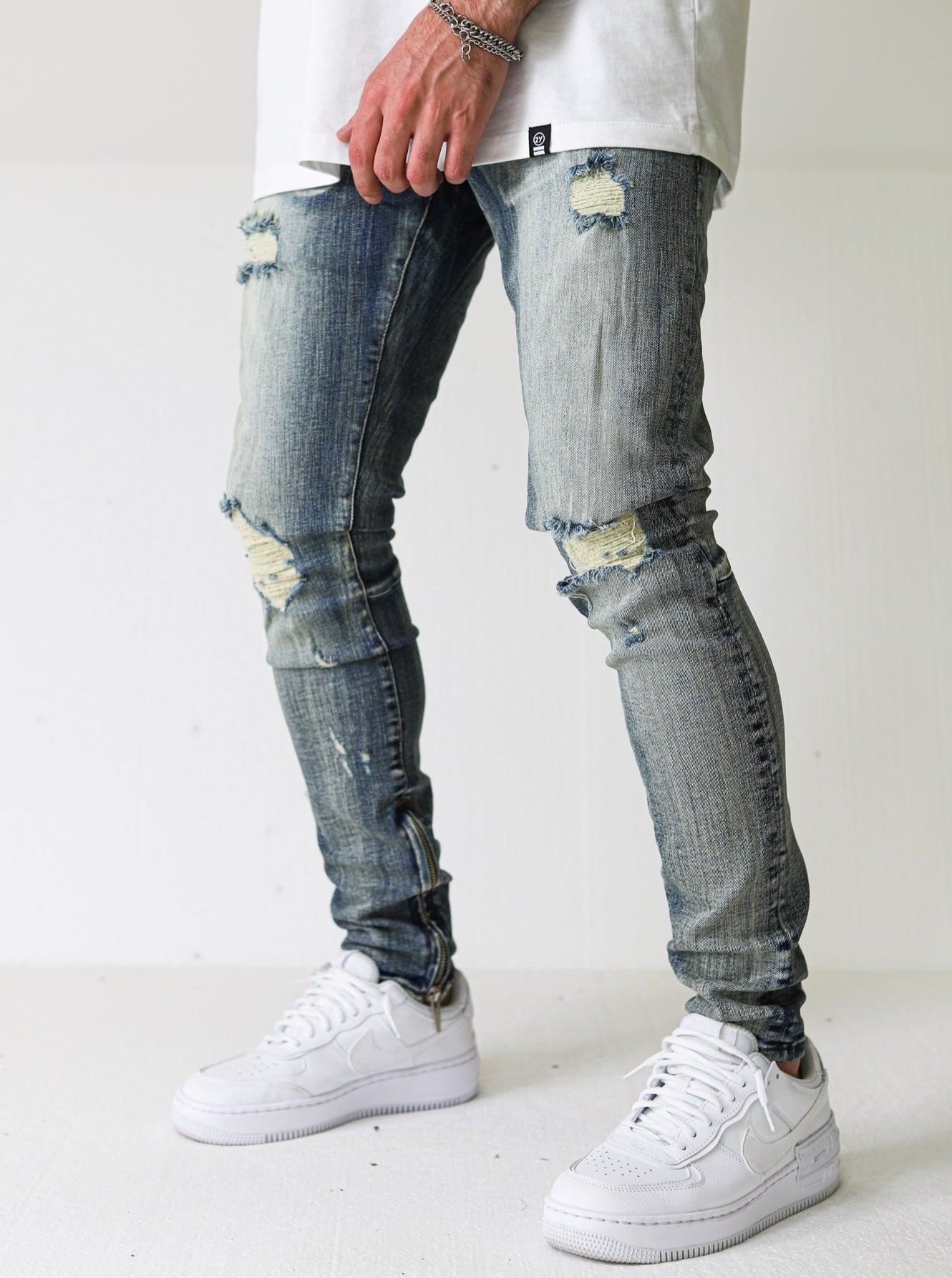 Distressed Ripped Premium Vintage Blue Jeans