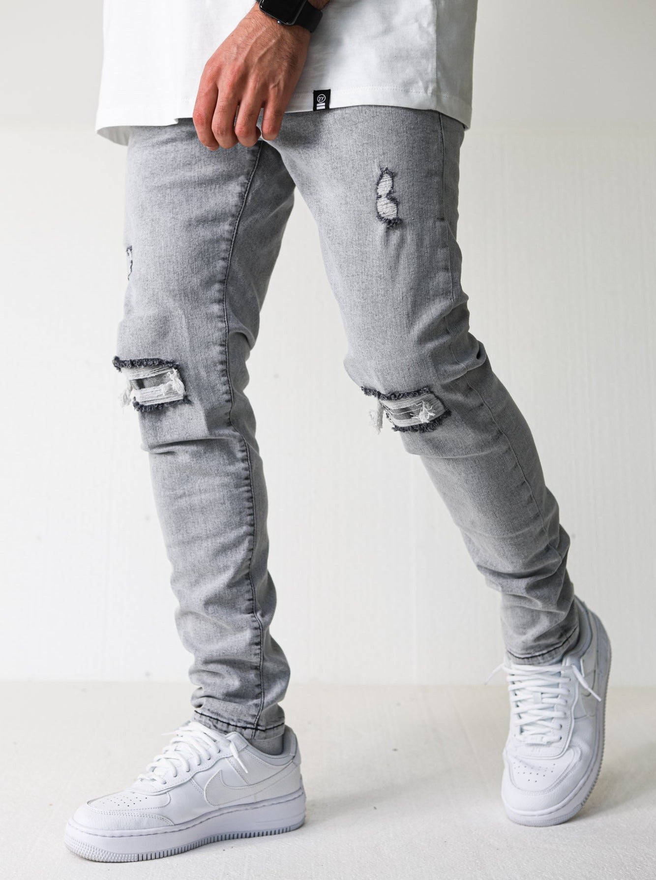 Premium Distressed Grey Jeans