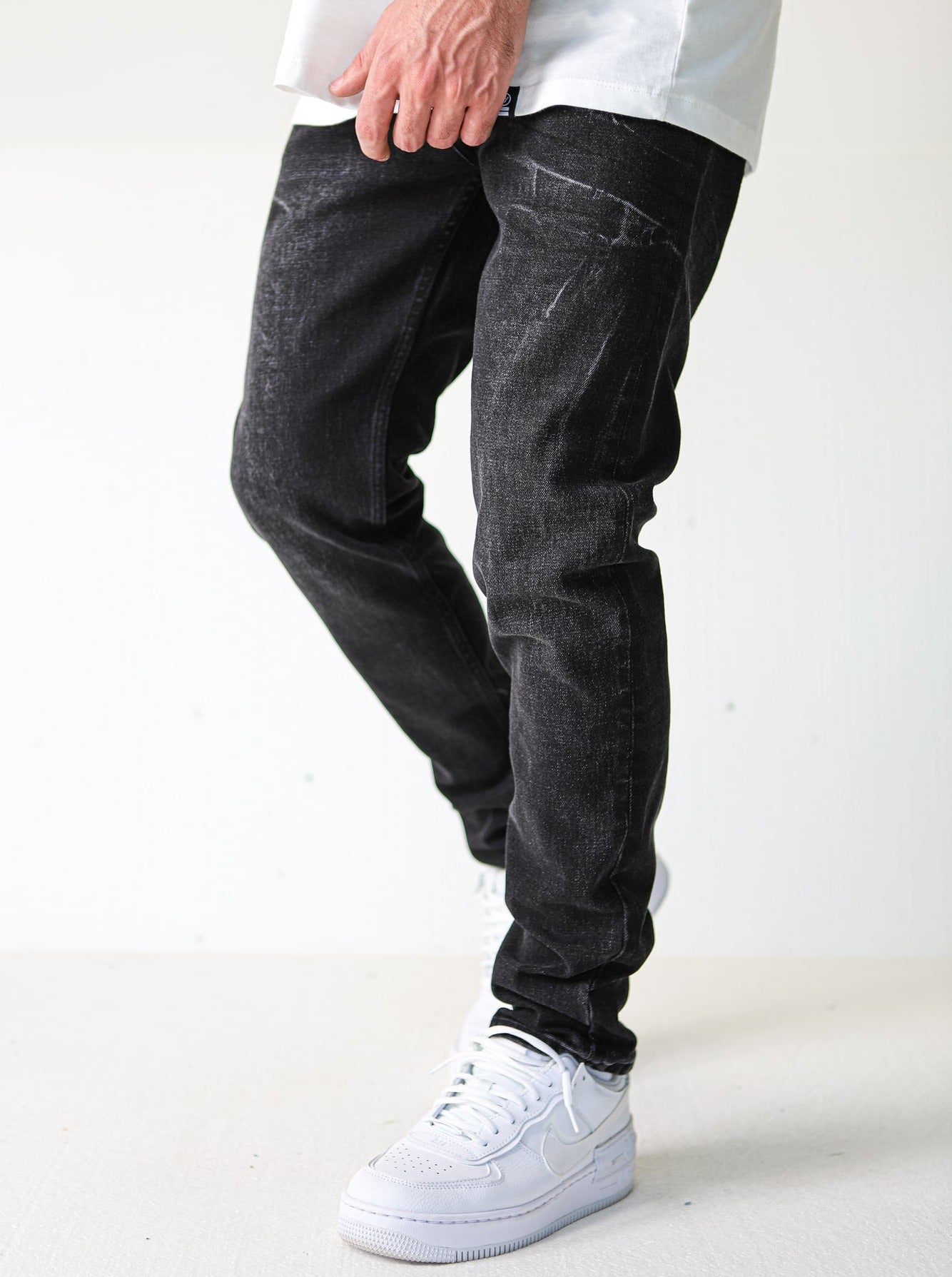 Premium Wave Straight Fit Black Jeans