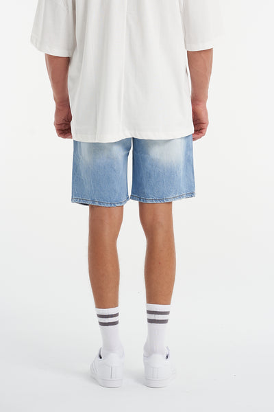 Distressed Light Blue Denim Shorts